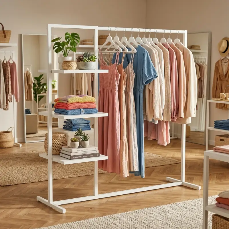 Rak Gantung Pakaian dengan Rak Shelving Minimalis [4]