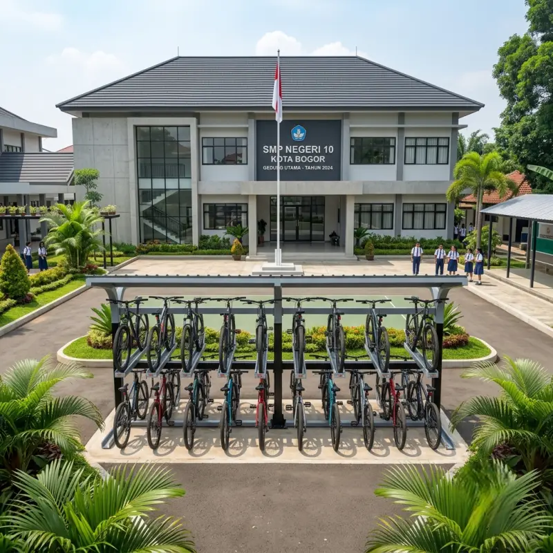 Rak Parkir Sepeda Dua Tingkat dengan Kanopi [4]