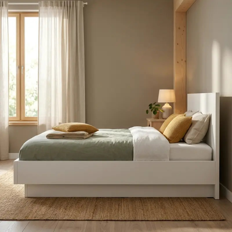 Ranjang Platform Minimalis Finishing Duco Putih [5]