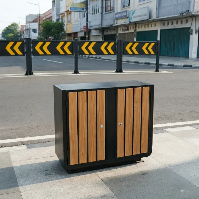 Road Barrier Besi Chevron Hitam Kuning [5]