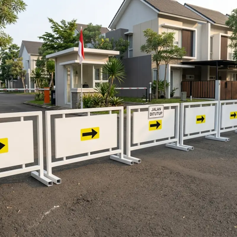 Road Barrier Besi dengan Panel Informasi Arah [4]