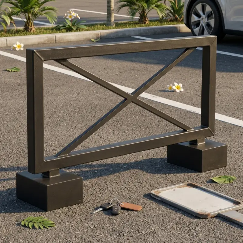 Road Barrier Besi X-Frame dengan Kaki Kubus [2]