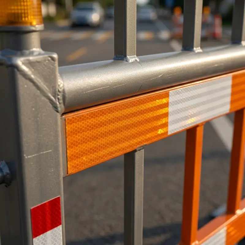Road Barrier Pipa Galvanis Reflektor Oranye [3]