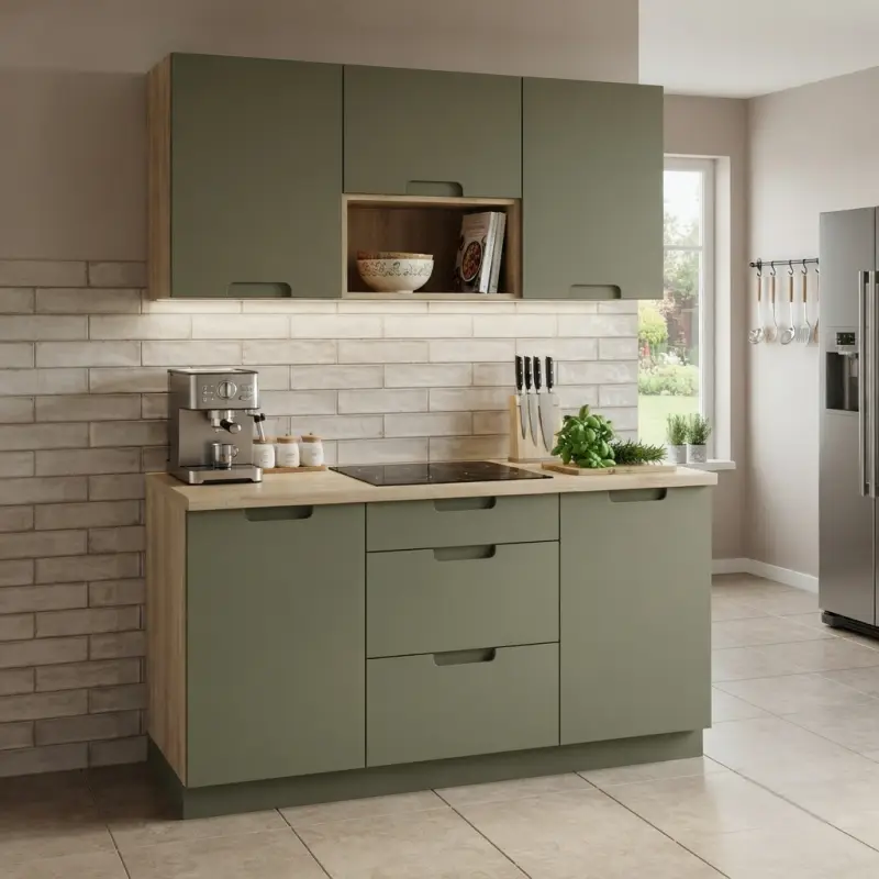 Set Kabinet Dapur Minimalis Dua Lapis Finishing Matte Sage Green [2]