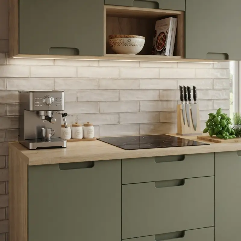 Set Kabinet Dapur Minimalis Dua Lapis Finishing Matte Sage Green [4]