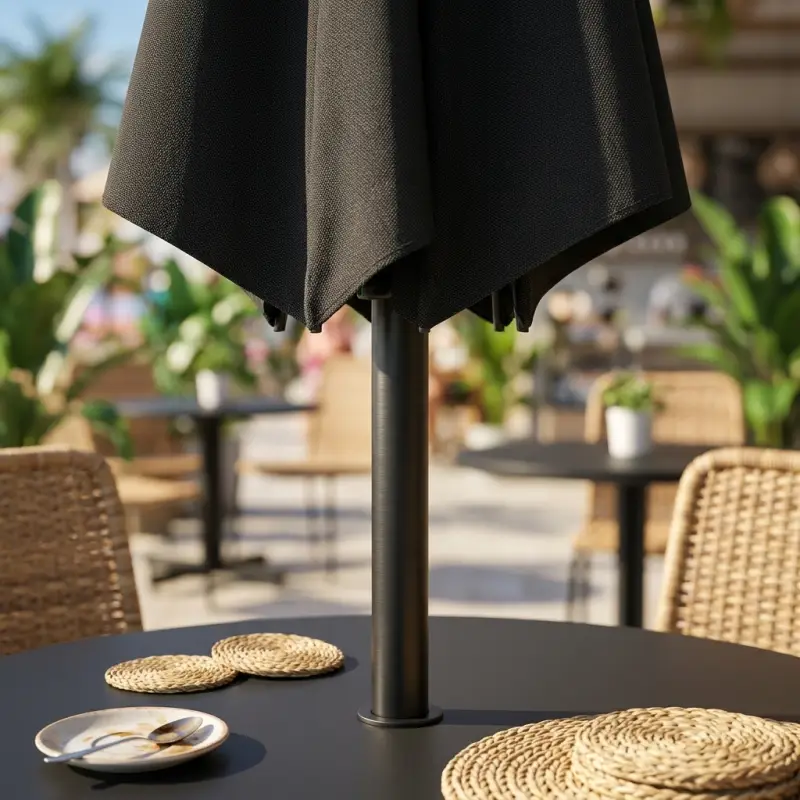 Set Meja Cafe Outdoor Bulat dengan Payung Pelindung [2]