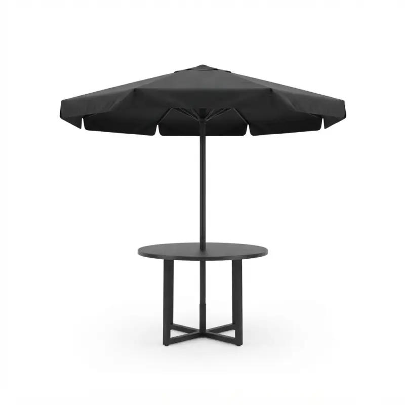 Set Meja Cafe Outdoor Bulat Rangka Besi dengan Payung [5]