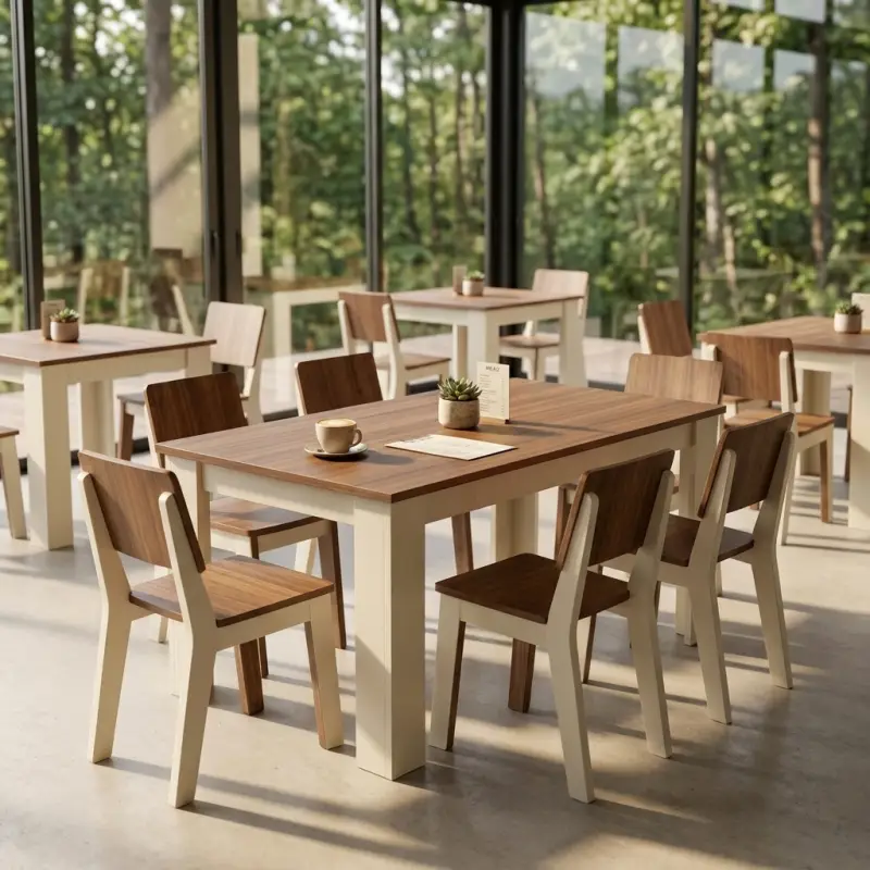 Set Meja Kursi Cafe 4 Seater Two-Tone Wood [2]