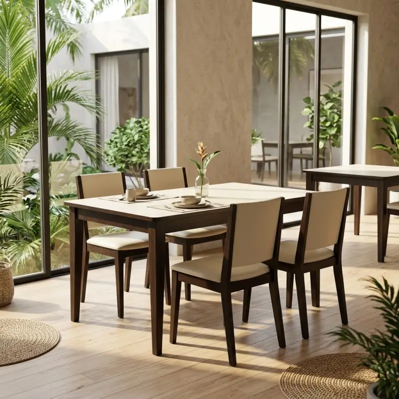 Set Meja Makan Cafe 4 Kursi Rangka Kayu Solid [2]