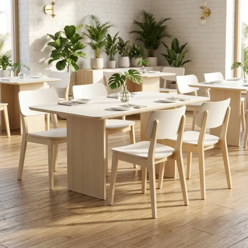 Set Meja Makan Cafe Panel Kaki Scandinavian [2]