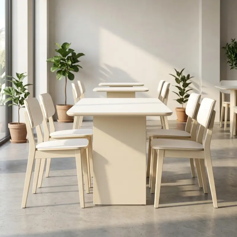 Set Meja Makan Cafe Panel Kaki Scandinavian [3]