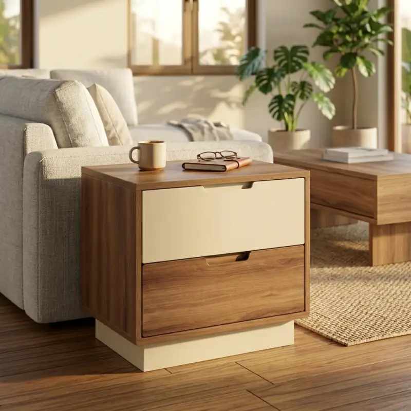 Side Table 2 Laci Walnut Cream Modern [2]