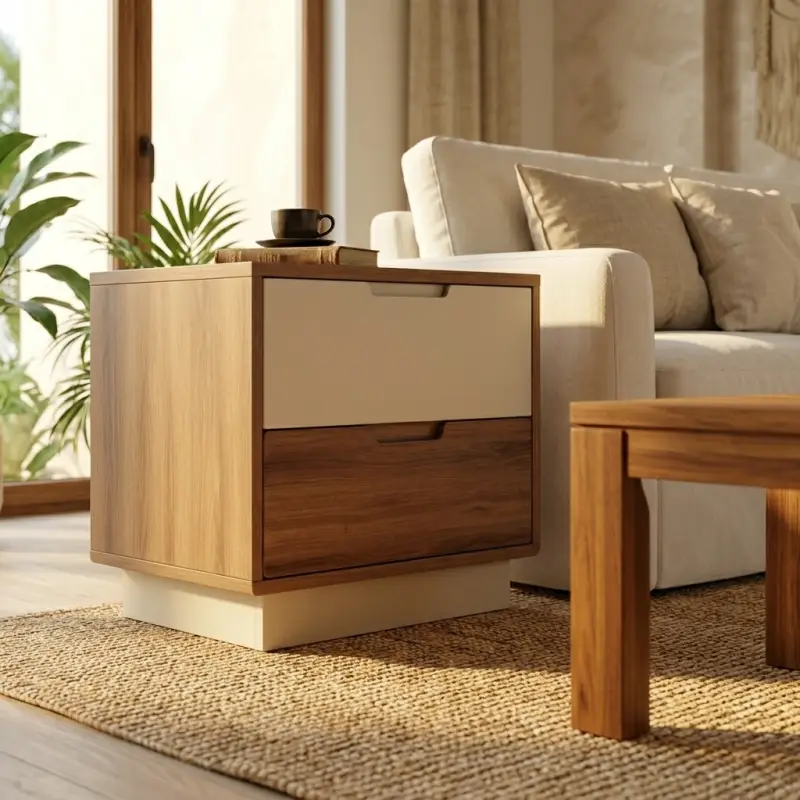 Side Table 2 Laci Walnut Cream Modern [4]