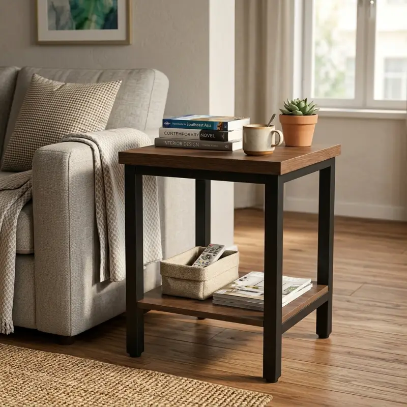 Side Table 2 Susun Rangka Besi Top Kayu [6]
