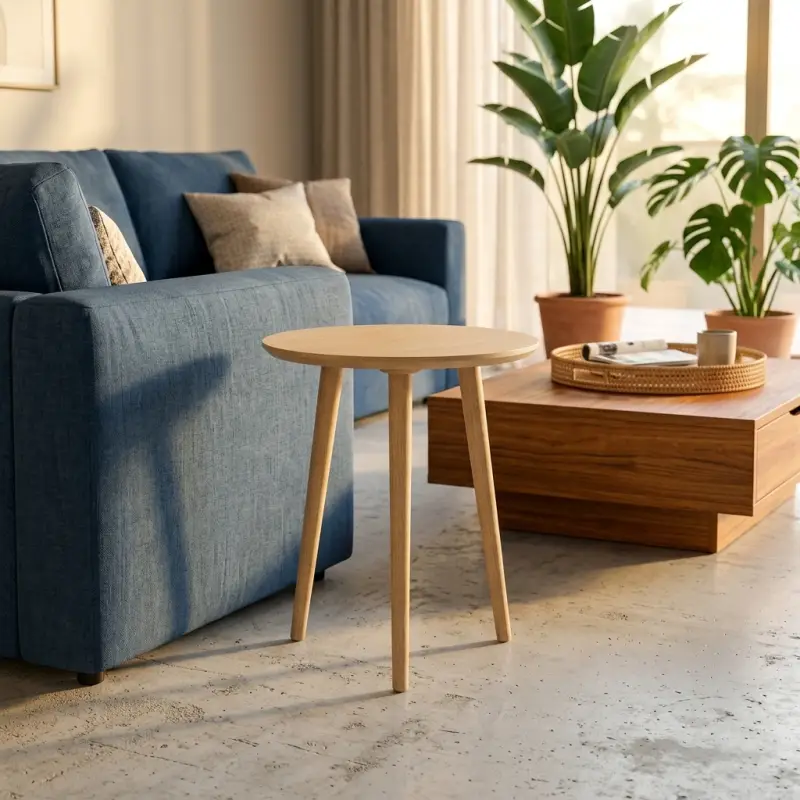 Side Table Bulat Kayu Tiga Kaki Scandinavian [5]