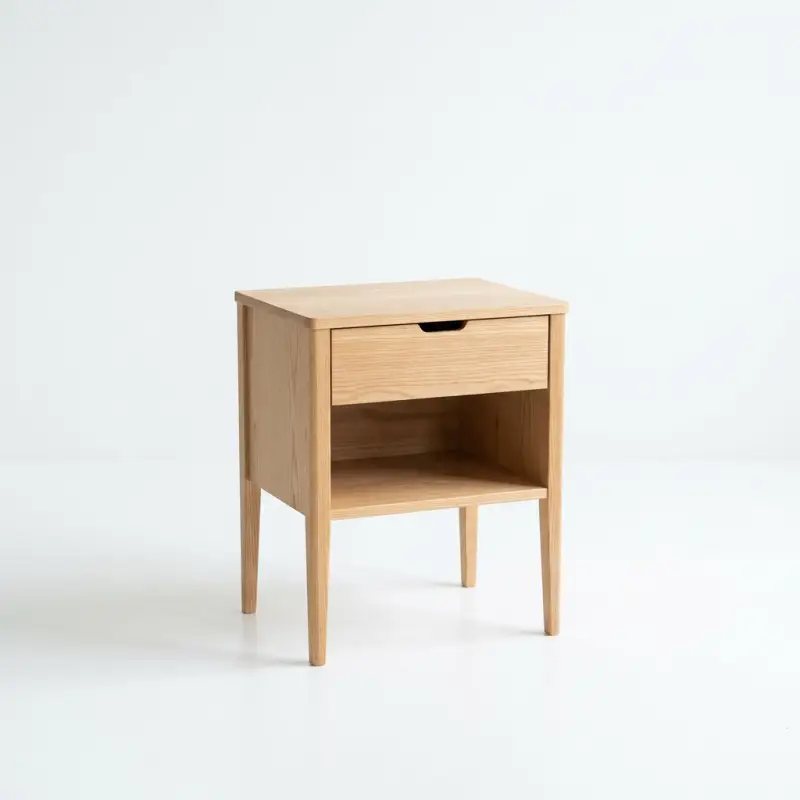 Side Table Kayu Skandinavis 1 Laci Open Shelf [5]
