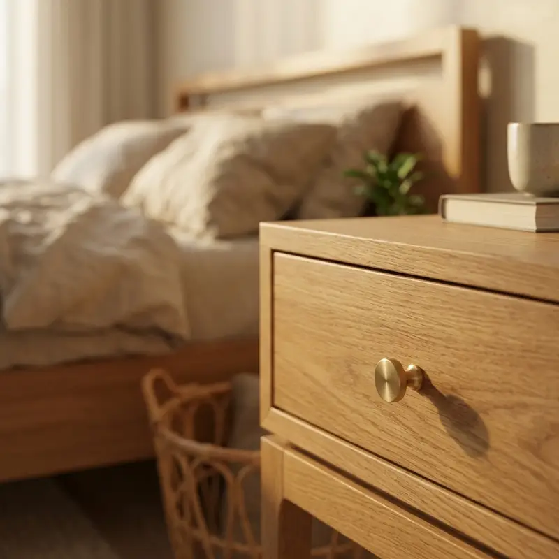 Side Table Kayu Solid Laci Tunggal Gaya Scandinavian [3]