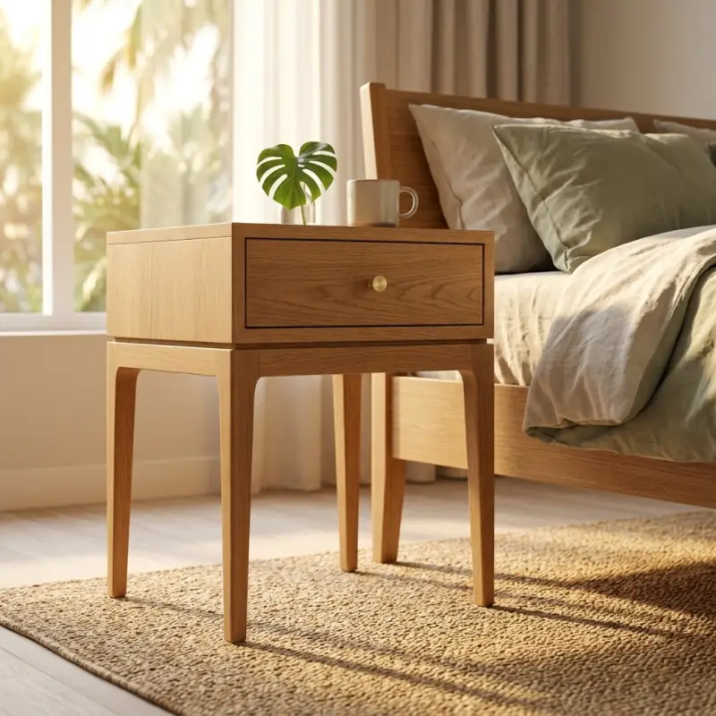 Side Table Kayu Solid Laci Tunggal Gaya Scandinavian [5]