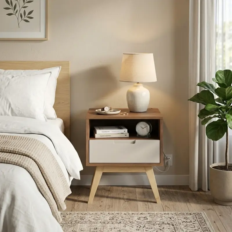 Side Table Scandinavian Walnut 1 Laci Open Shelf [5]