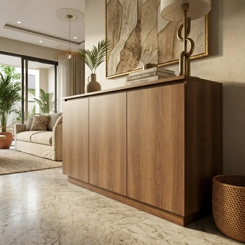 Sideboard Console Table 3 Pintu Finishing Walnut [4]