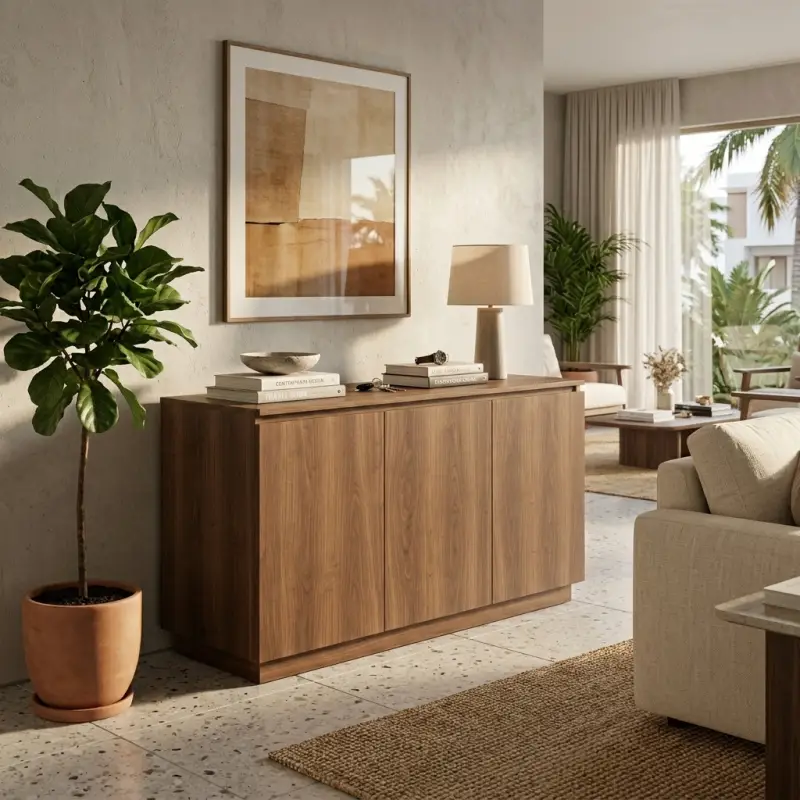 Sideboard Console Table 3 Pintu Finishing Walnut [5]