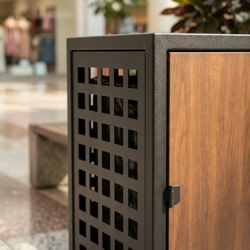 Tempat Sampah Besi Grid Panel Pintu Kayu [3]