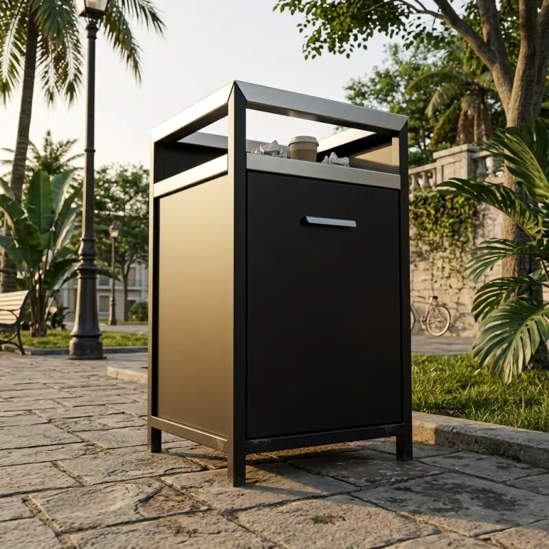 Tempat Sampah Besi Rangka Hollow dengan Penutup Pintu [3]