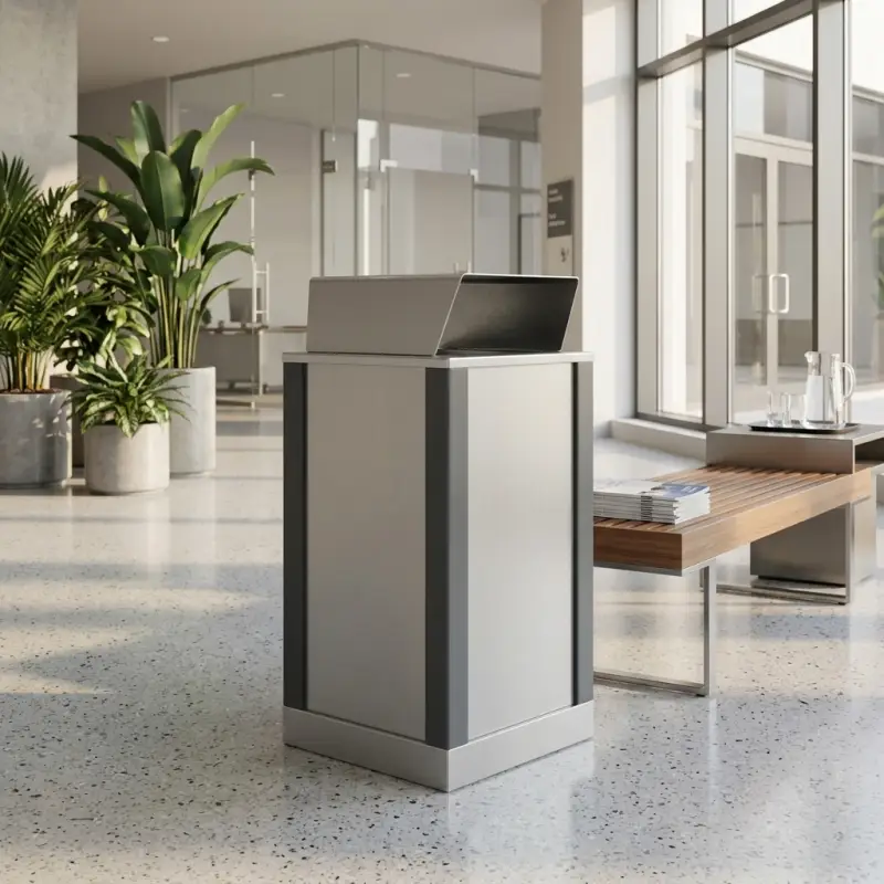 Tempat Sampah Kotak Tutup Miring Stainless [4]