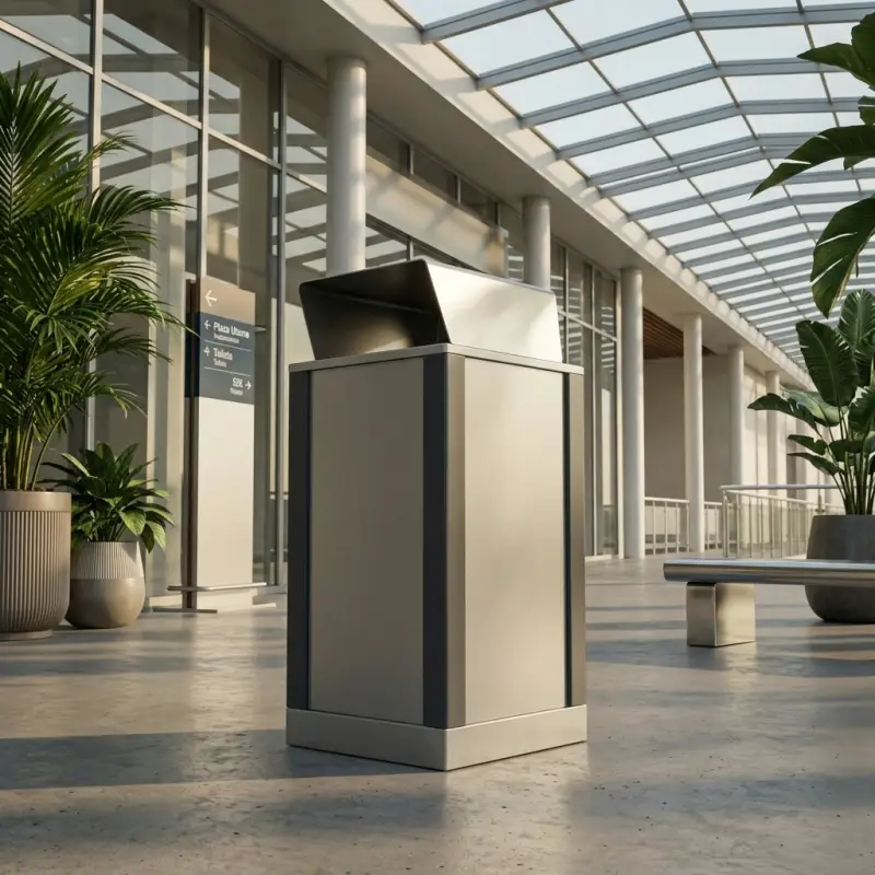 Tempat Sampah Kotak Tutup Miring Stainless [5]