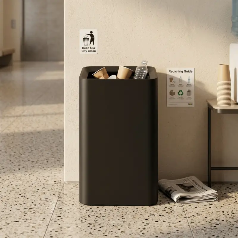 Tempat Sampah Meja Kotak Finishing Matte Black [2]