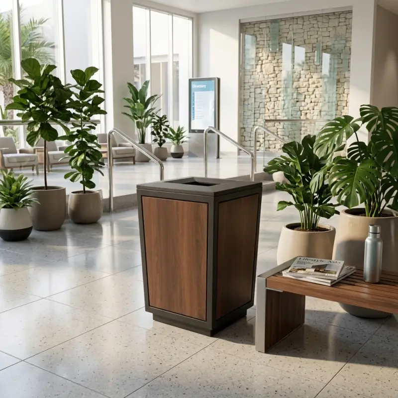 Tempat Sampah Metal Wood Panel Estetik untuk Area Publik [2]