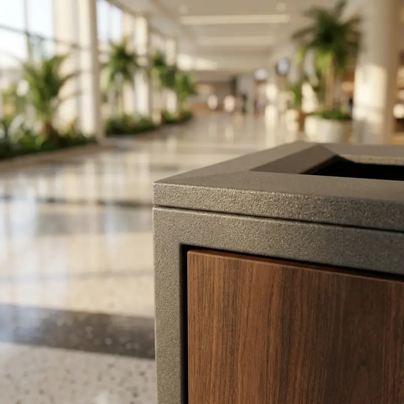 Tempat Sampah Metal Wood Panel Estetik untuk Area Publik [3]