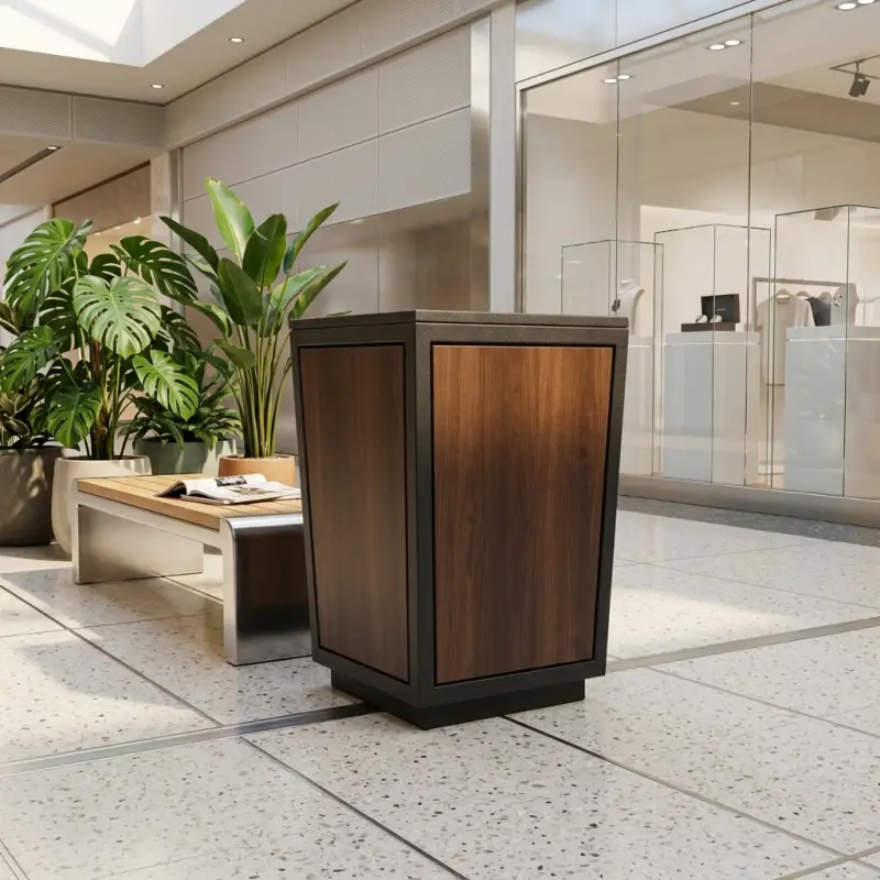 Tempat Sampah Metal Wood Panel Estetik untuk Area Publik [4]
