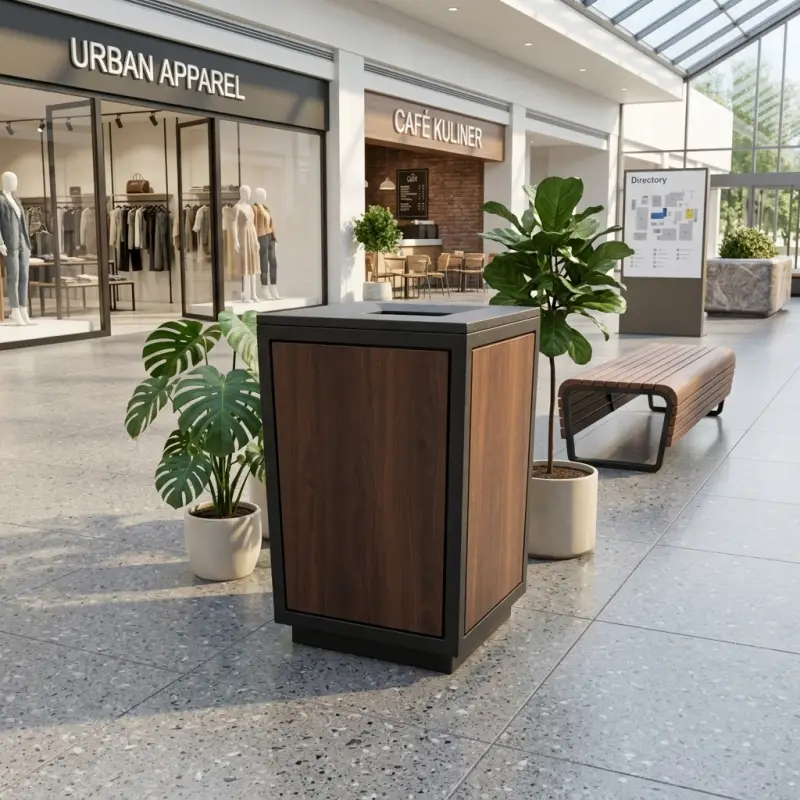 Tempat Sampah Metal Wood Panel Estetik untuk Area Publik [5]