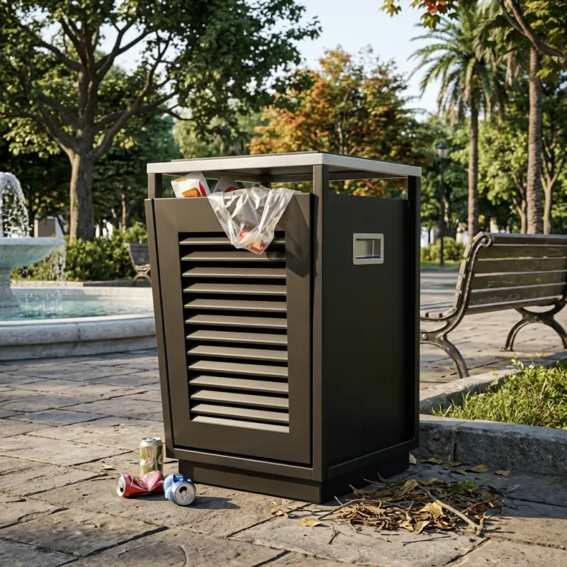 Tempat Sampah Outdoor Panel Louvre Besi Finishing Powder Coat [4]