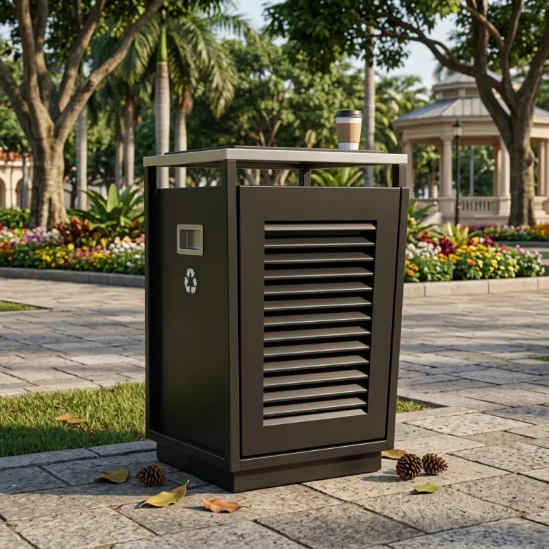 Tempat Sampah Outdoor Panel Louvre Besi Finishing Powder Coat [5]