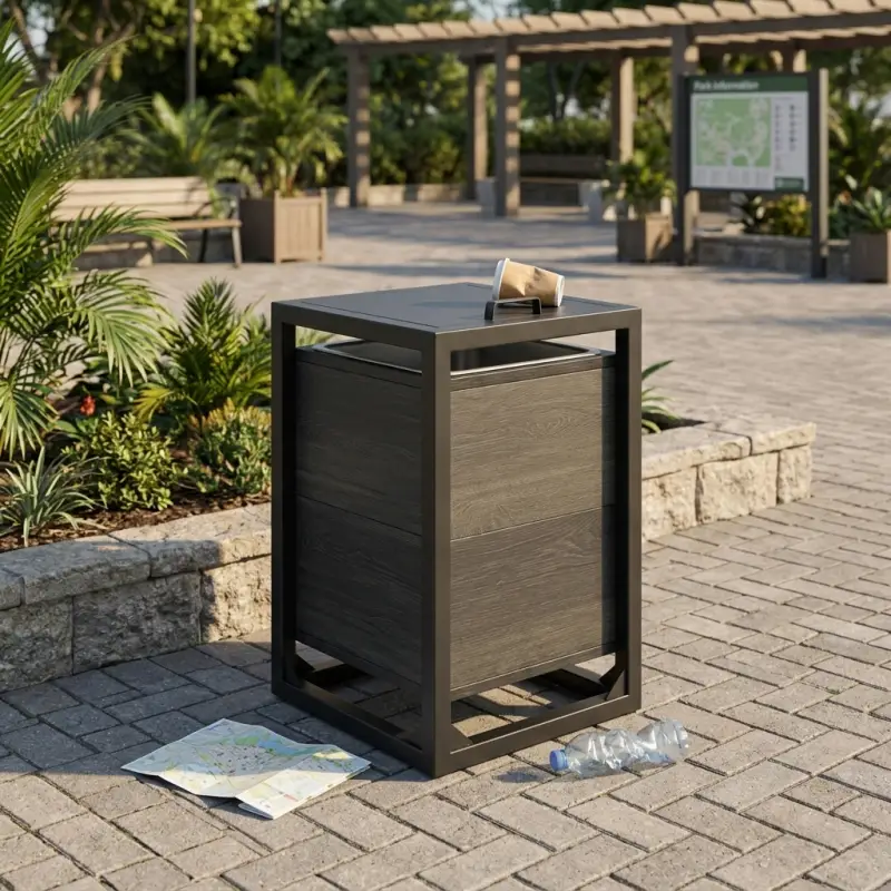 Tempat Sampah Outdoor Rangka Besi Penutup [2]