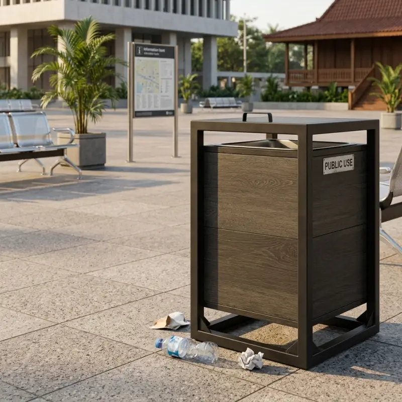 Tempat Sampah Outdoor Rangka Besi Penutup [4]