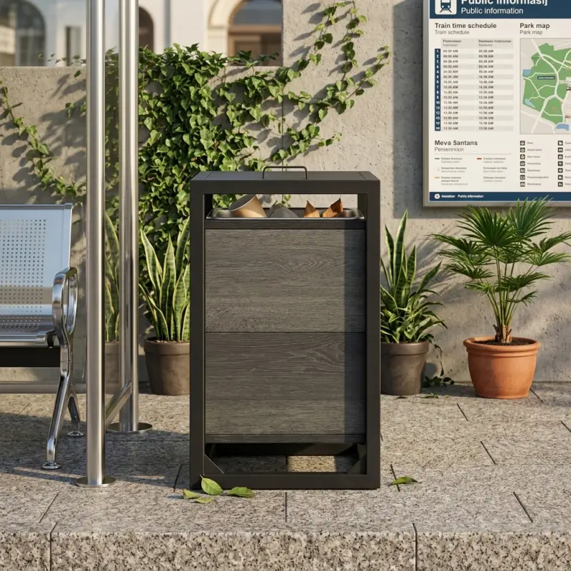 Tempat Sampah Outdoor Rangka Besi Penutup [5]