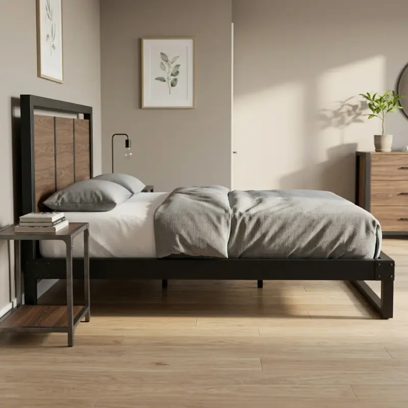 Tempat Tidur Besi Kayu Gaya Industrial [5]