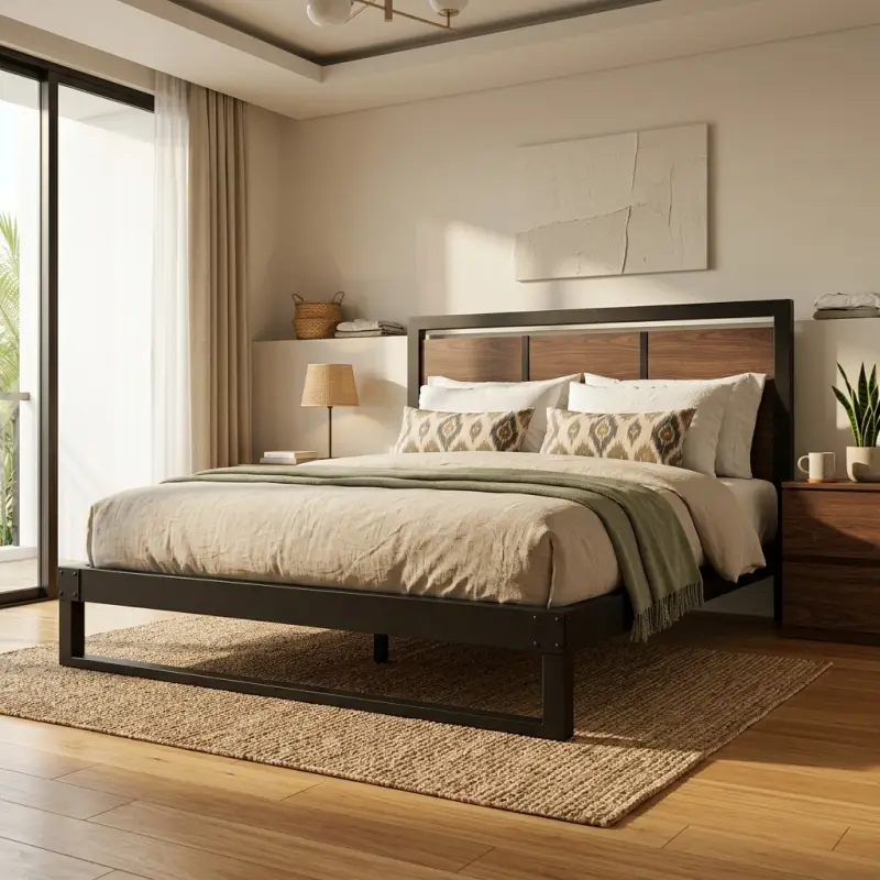 Tempat Tidur Besi Kayu Gaya Industrial [6]