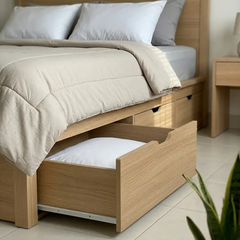 Tempat Tidur Kayu dengan Laci Penyimpanan Bawah [4]