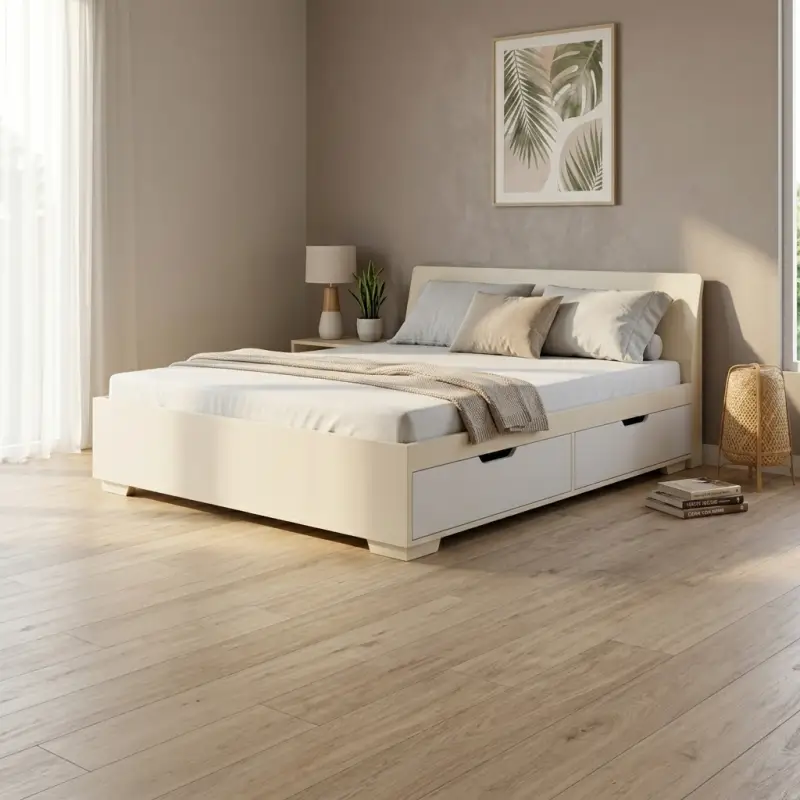 Tempat Tidur Laci Bawah Minimalis Finishing Putih [2]