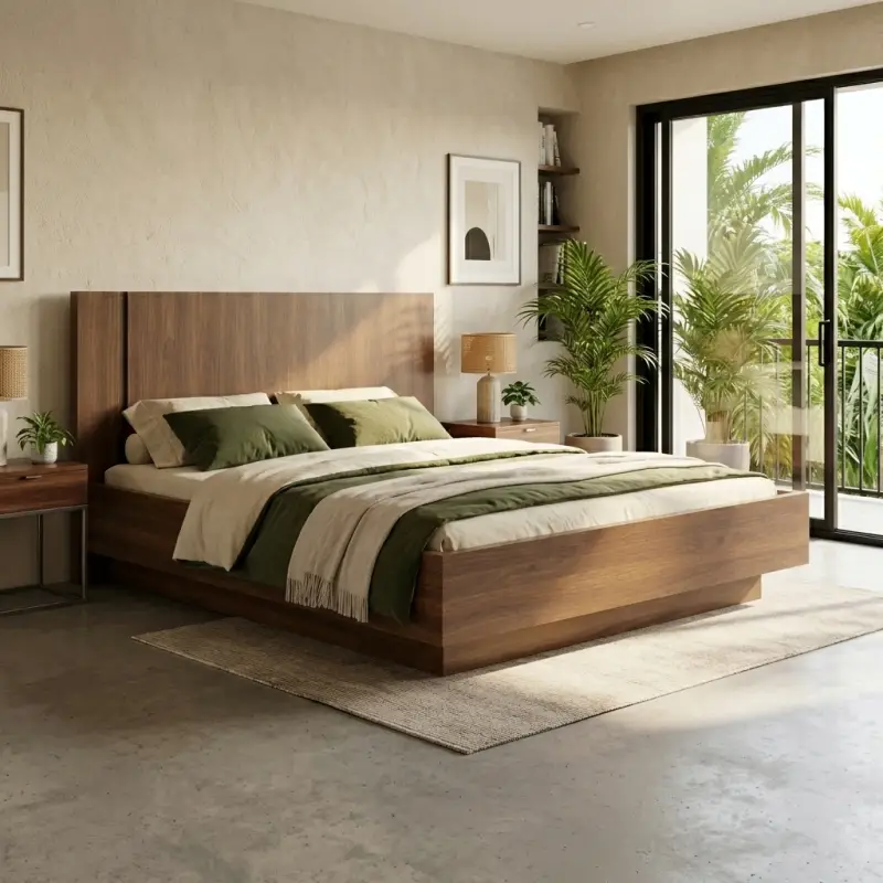 Tempat Tidur Platform Kayu Walnut Finishing Natural [4]
