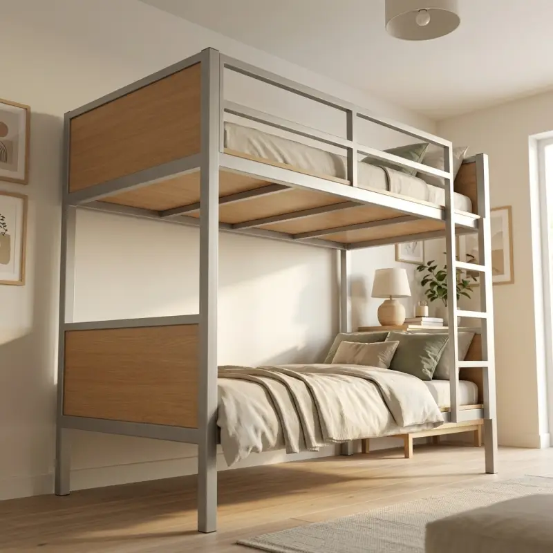 Tempat Tidur Susun Rangka Besi Panel Kayu [4]