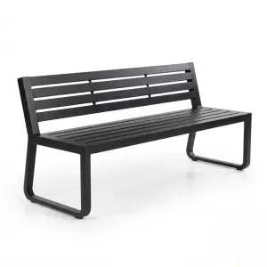 Bangku Taman Besi Finishing Powder Coat Hitam dengan Sandaran