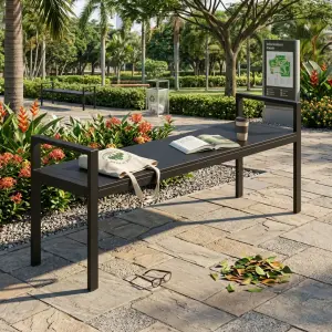 Bangku Taman Besi Minimalis dengan Armrest [4]