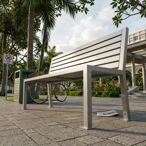 Bangku Taman Besi Slat Sandaran [3]