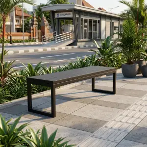Bangku Taman Besi Slat Top Industrial