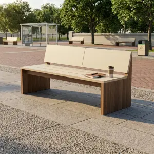 Bangku Taman Kayu Minimalis Sandaran Panel [2]